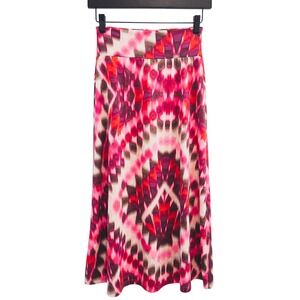 by & by GIRL Skirt Girls M 10-12 Hot Pink Ikat Print Maxi Stretch Kids Fashion